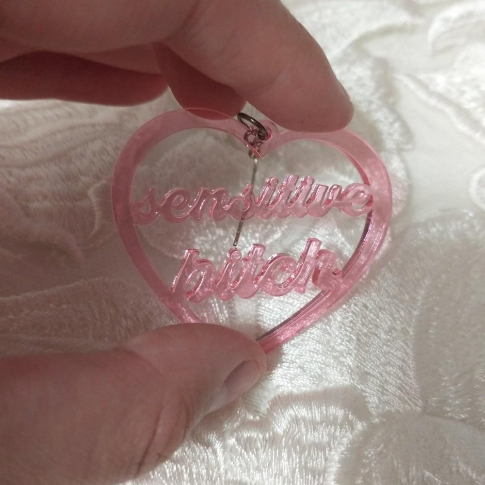 Shopkikay Pink Acrylic "Sensitive B****" Dangling… - image 3